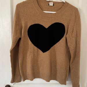 J. Crew Tan Sweater with Black Heart Design